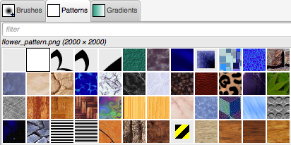 GIMP pattern menu tool window
